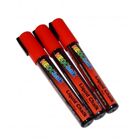1/4" Chisel Tip Neon Liquid Chalk Marker - Red 3 Pack